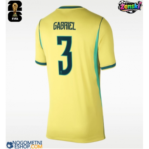 Ženski Nogometni dresi Brazilija Gabriel Magalhaes #3 Domači SP 2026 Kratek Rokav